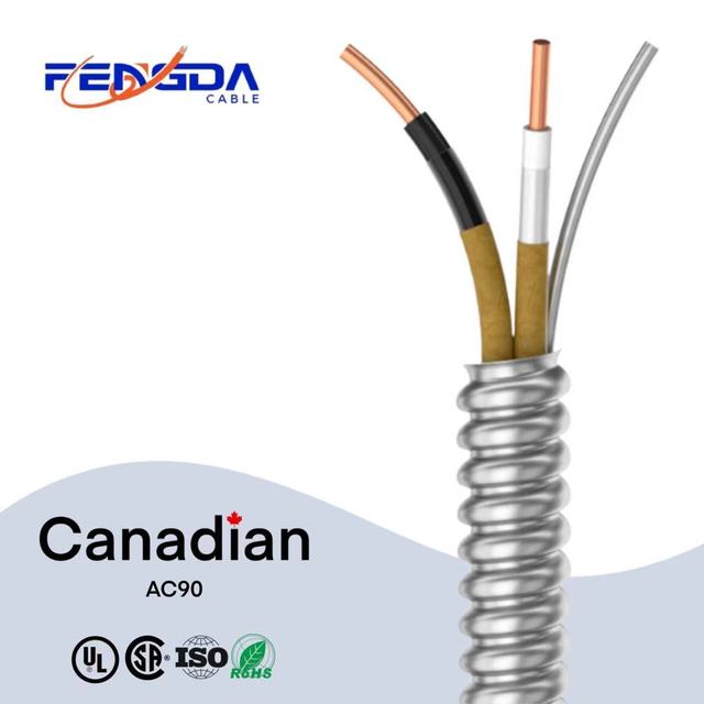 Fengda CSA Listed AC90 Low Voltage BX Cable 14/2 12/2 14/3 Stranded Copper with PVC Insulation Solid Steel Armored