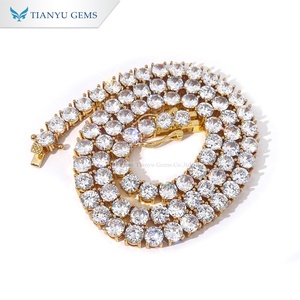 สร้อยคอเทนนิส Tianyu Gemstone ชุบทอง ประดับด้วยเพชรคิวบิกเซอร์โคเนียเม็ดใหญ่ เครื่องประดับฮิปฮอปสุดเทรนดี้ - Product Image 2