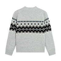 AiNear Vente en gros Logo personnalisé Design Oem & Odm Manches longues Col ras du cou Norwegian Fair Isle Jacquard Pull en tricot de laine pour hommes