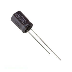 Condensateur canal fabricant CAP ALUM 470UF 20% 10V RADIAL TH UPB1A471MPD à montage traversant 470 uF - Product Image 1