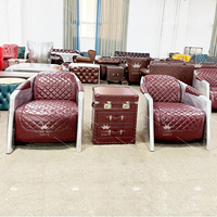 Fauteuil sphérique industriel en aluminium riveté avec revêtement en cuir PU vintage pour bureau à domicile et salon