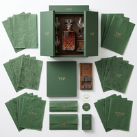 Boîte cadeau de luxe pour vin avec logo personnalisé, boîte d'emballage pour verres à whisky à double porte avec insert en papier, boîtes rigides pour coffret cadeau de carafe