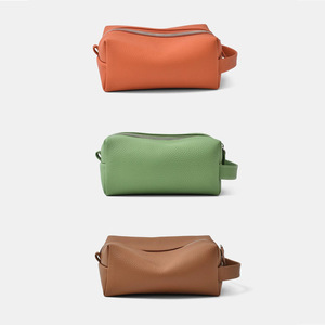 Sac de toilette carré en cuir PU à motif lychee, organiseur de <span class=keywords><strong>maquillage</strong></span> de voyage imperméable pour femmes, style vintage - Product Image 1