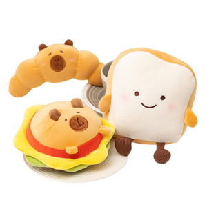 Commercio all'ingrosso di peluche pane Croissant Hamburger farcito bambola per bambini regalo di compleanno morbido pane peluche Croissant Hamburger Doll - Product Image 1