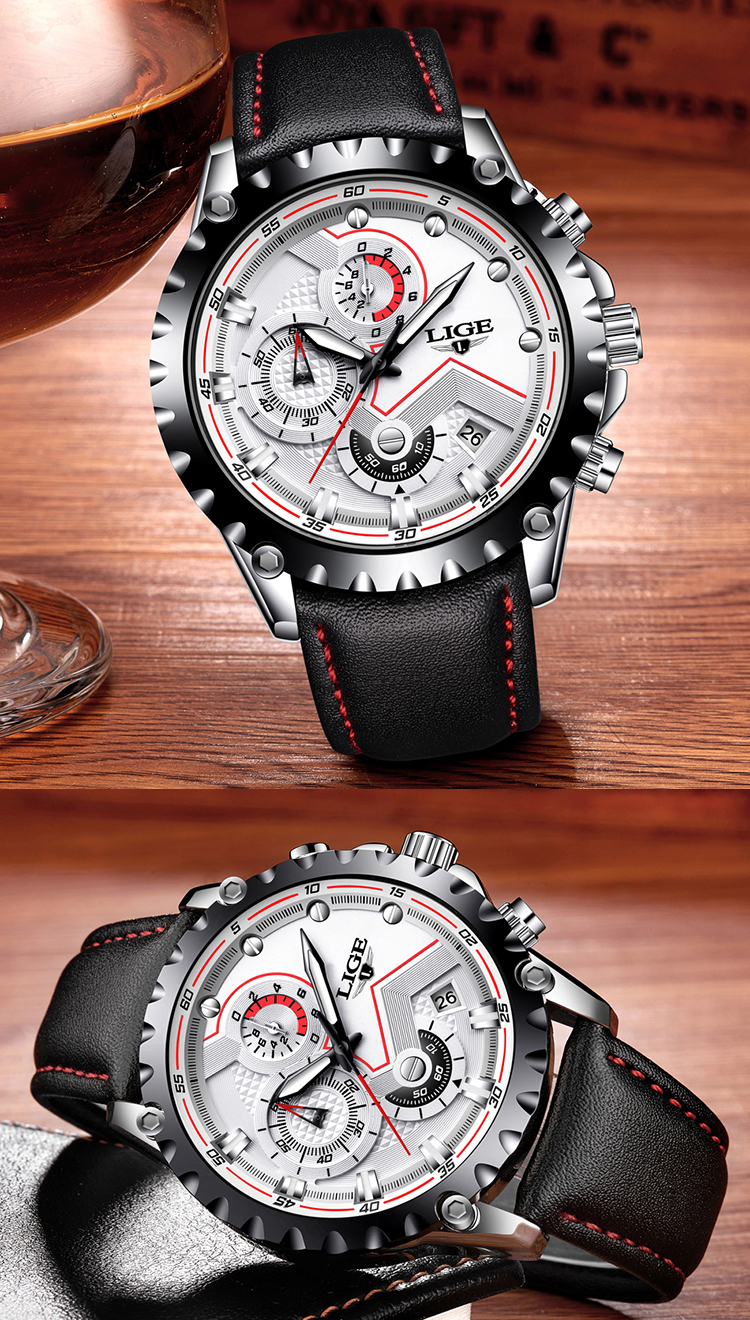 LIGE Fashion Mens Watches Top Brand Luxury Waterproof Military Chronograph Sport Quartz Wrist Watch Men Clock Male Reloj Hombre