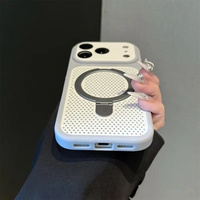 Coque de téléphone de luxe avec support et dissipation thermique pour iPhone 18 Pro 12 13 14 15 16 17 Pro Max Plus, étui magnétique mat antichoc