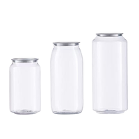 Petite bouteille transparente en PET pour bière et soda avec couvercle en aluminium à ouverture facile et anneau d'étanchéité 300-650ml pour la mise en conserve alimentaire