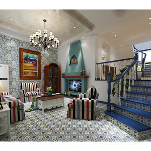 Piastrella Decorativa in Ceramica Stile Mediterraneo Blu, <span class=keywords><strong>Arte</strong></span> Marocchina Art Deco 200x200 per Pareti e Pavimenti - Product Image 5