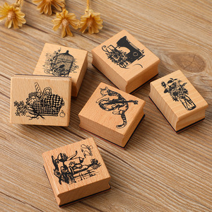 Good Times Sceau en bois rétro Papeterie créative Manuel de bricolage Sceau décoratif quotidien littéraire 6 Cadeaux d'affaires promotionnels - Product Image 1
