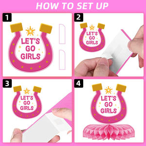 Ornamento rosa a nido d'ape per festa da Cowboy compleanno ragazza tavolo centro a nido d'ape terrazza decorazione per festa Cowgirls - Product Image 2