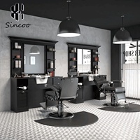 Miroir de barbier vintage unique de luxe à face unique en marbre avec bols en céramique, miroir de coiffure, miroir de maquillage, coiffeuse