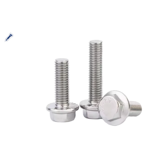 Boulon à bride M8 en acier inoxydable, tête hexagonale, longueur 55 mm, 2 écrous, qualité DIY, fixations DIN6921, fabricant - Product Image 1