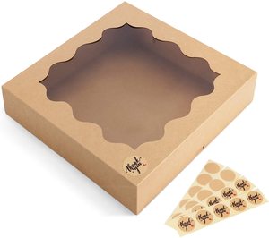 15 Pack Kraft Gift Boxes Brown Bakery Pie Boxes for Pies Cakes Pastry Muffins Cookie Boxes with Window