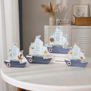 Mediterranean Sailboat Model 2Pcs <b>Desk</b> Decoration Marine Theme Office Decor - Product Image 3