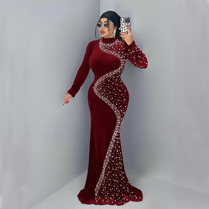 Robe de Soirée Élégante en Velours et Paillettes pour Femme, Robe de Bal Formelle de Luxe pour Banquet, Coupe A-Line Midi Moulante Splendide 2025 - Product Image 5