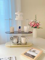 Support de rangement de bureau en verre à 3 niveaux pour tasses, présentoir décoratif pour cosmétiques et parfums