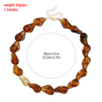 Collier ras du cou minimaliste en résine perlée, forme baroque irrégulière, dégradé multicolore, chaîne de clavicule, bijoux tendance, vente en gros OEM