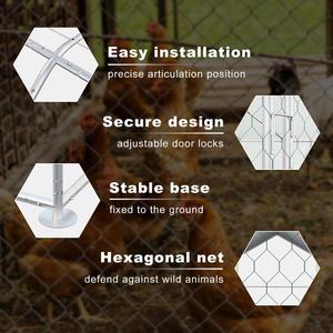 Recinto per Animali Domestici, Gabbia Grande in Metallo per Conigli e Anatre, Pollaio Esterno con Recinzione per Galline e Pollame - Product Image 6
