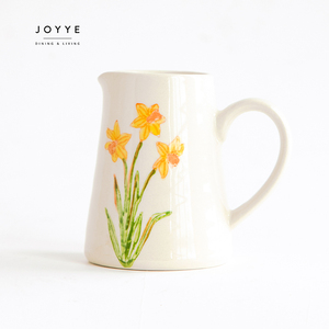 JOYYE Grosir Teko Susu Keramik 100Ml Bunga Lukisan Tangan Teko Susu Keramik Putih - Product Image 2