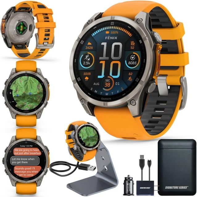 Fenix 8 Premium Multisport GPS Running Smartwatch 49mm AMOLED for Children SapphireSolar Dive-Rated Built-in Flashlight IPX-7