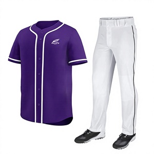 Conjunto de Uniforme de Béisbol para Hombre HAMILO, Morado y Blanco, Malla 100% Poliéster, Transpirable, Manga Corta, Talla Adulto Regular - Product Image 1