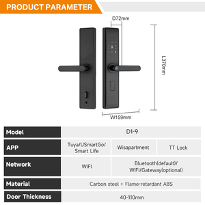 Serrures de porte intelligentes Tuya / TT à prix de gros avec contrôle WIFI par application, déverrouillage sans clé par empreinte digitale pour portes en bois - Product Image 2
