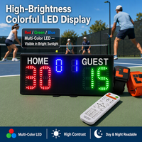 Tabellone Segnapunti Elettronico Wireless per Tennis con Portata di 30m e 2 Controller da Polso per Allenamento e Partite su Campo da Padel, Display LED Digitale