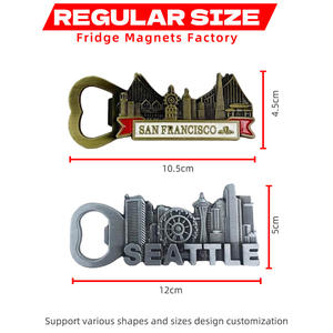 Kustom Modern 3D timbul paduan seng dilapisi UV dicetak pembuka botol Magnet kulkas hadiah promosi perusahaan - Product Image 3