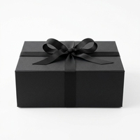 Boîte à parfum rigide noire pour cadeau, boîte d'emballage en carton personnalisée avec logo, avec ruban pour cadeau et artisanat