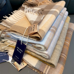 Logo personalizzato 32x188cm di <span class=keywords><strong>lana</strong></span> scozzese 100% di <span class=keywords><strong>lana</strong></span> invernale scialle caldo motivo a quadri lungo scialle per le donne e gli uomini pronti per la spedizione