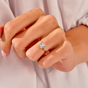 خاتم ماي يي جيا المعتمد من IGI للنساء، مجوهرات خطوبة وزفاف من الذهب الخالص عيار 9/10/14/18/22 قيراط مع حجر الموزانيت والماس المزروع في المختبر - Product Image 5