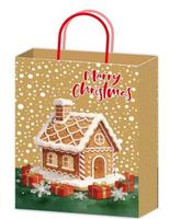 Sac en papier kraft de Noël en gros, 120 g/m², vert, compostable, recyclable, avec poignée en corde, pour emballage de boulangerie et foire artisanale
