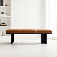 Banc d'entrée en bois massif, banc à chaussures, banc long rembourré, style luxe discret haut de gamme pour la maison