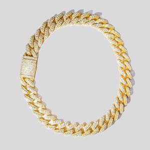 Collar de Cadena Cubana con Diamantes y Acabado Dorado, Estilo Urbano para Raperos, Joyería de Moda al por Mayor para Hombres - Product Image 1