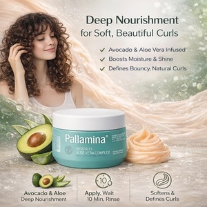 Crema Nutritiva de Aguacate y <span class=keywords><strong>Aloe</strong></span> <span class=keywords><strong>Vera</strong></span> Pallamina 500ml, <span class=keywords><strong>Mascarilla</strong></span> Capilar para Cabello <span class=keywords><strong>Rizado</strong></span> - Hidratación Profunda, Reparación y Suavizado - Product Image 5