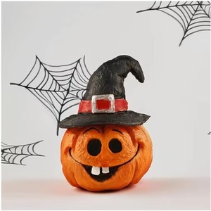 Statue de tête de citrouille de momie, bougie artisanale pour Halloween - Product Image 3