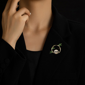 Muyu Panda Brooch Bamboo Animal Design Women's Fine Jewelry Accessory - Product Image 4