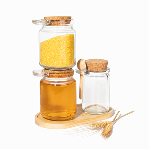 Botella de pudín de leche esmerilada transparente vacía, tarro de vidrio de 250ml con tapa de corcho y cuchara para nueces, alimentos de miel para bodas - Product Image 5