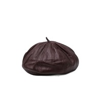 Béret en cuir PU pour femmes, style coréen, surdimensionné, vintage, couleur café, bonnet chaud d'hiver, chapeau artistique rétro pour femmes au quotidien