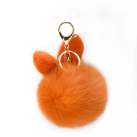 Oreille de lapin en forme de pompon porte-clés porte-clés pendentif à breloque sac à main porte-clés porte-clés boule de fourrure moelleuse