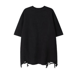 T-shirts déchirés et délavés à manches courtes pour hommes, style hip-hop européen et américain, avec logo personnalisé, coupe ample, style streetwear - Product Image 3