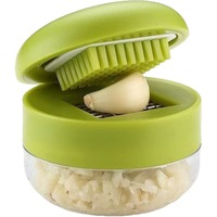 Presse-ail portable compact en acier inoxydable avec grille et récipient de rangement pour gingembre et ail