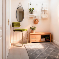 Tabouret de bar moderne à hauteur de comptoir en velours vert avec cadre en métal doré et repose-pieds