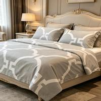 Ensemble de literie 4 pièces Queen en gros, 500TC, imprimé pigmenté, en polyester, 1 housse de couette, 1 drap plat, 2 taies d'oreiller, personnalisable