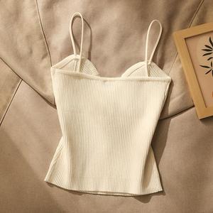Camisola sexy de punto cruzado <span class=keywords><strong>con</strong></span> <span class=keywords><strong>tirantes</strong></span> para mujer, <span class=keywords><strong>top</strong></span> corto de verano de alta gama <span class=keywords><strong>con</strong></span> banda inferior delgada - Product Image 4
