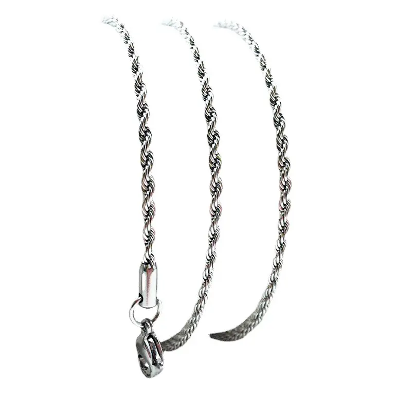 2023 Wholesales Stainless Steel Fashion Jewelry Women Men Twist Necklace Set Twisted Rope Twist Chain Hip Hop Style