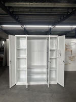 Armoire à portes battantes en acier à 4 portes avec serrure, armoire de dressing moderne minimaliste en acier, armoire de rangement pour employés, dortoir, appartement