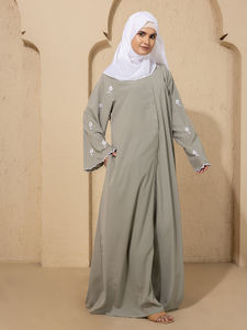 Vêtements pour femmes les plus vendus, broderie Abaya Hijab, robe musulmane, kimono, Eid, manches longues, ample, ensemble Abaya arabe Dubaï - Product Image 4
