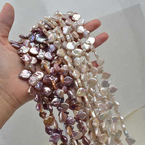 Perla de Agua Dulce Natural Blanca en Forma de Corazón WENCHI 1080, Perla Barroca Irregular de 11 mm y 38 cm con Orificio Lateral para Collares - Product Image 4