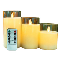 Offres Spéciales lumières LED sans flamme décoration pilier verre bougies électriques LED ensemble de bougies avec télécommande